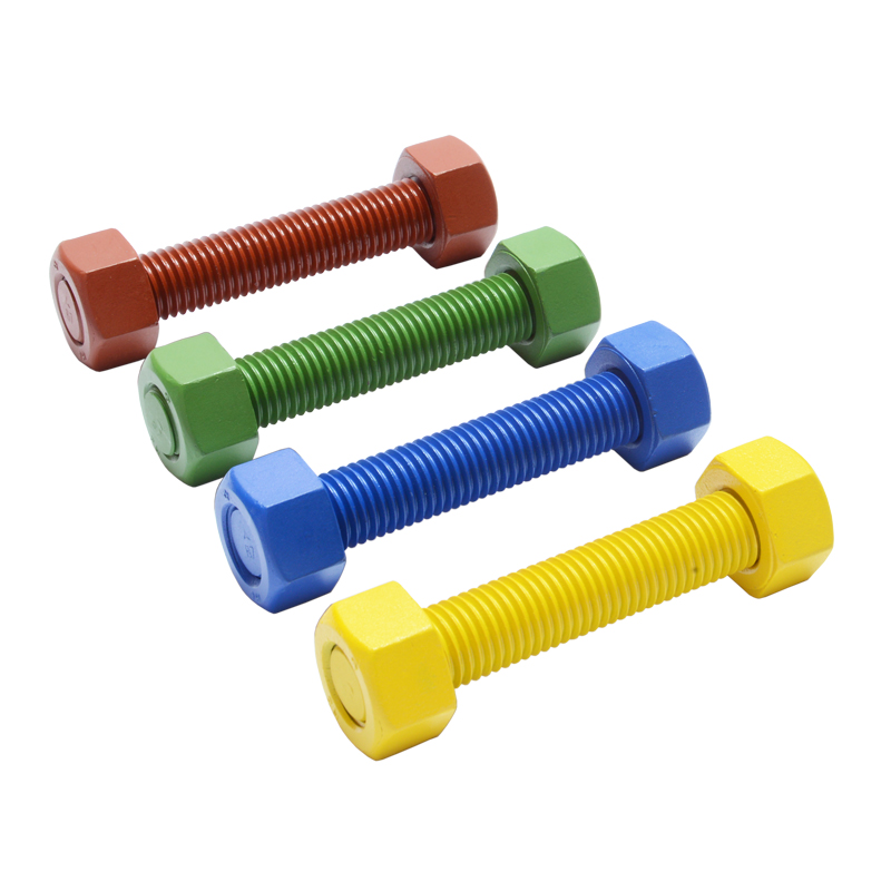 Colored Anodized Ptef Coated Rod Ends Bolts Acme Threaded Rod With Nuts