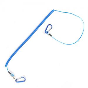 China 5m Full Expanding Stainless Steel Coil Lanyard Blue PU Coated Fishing Rope on sale