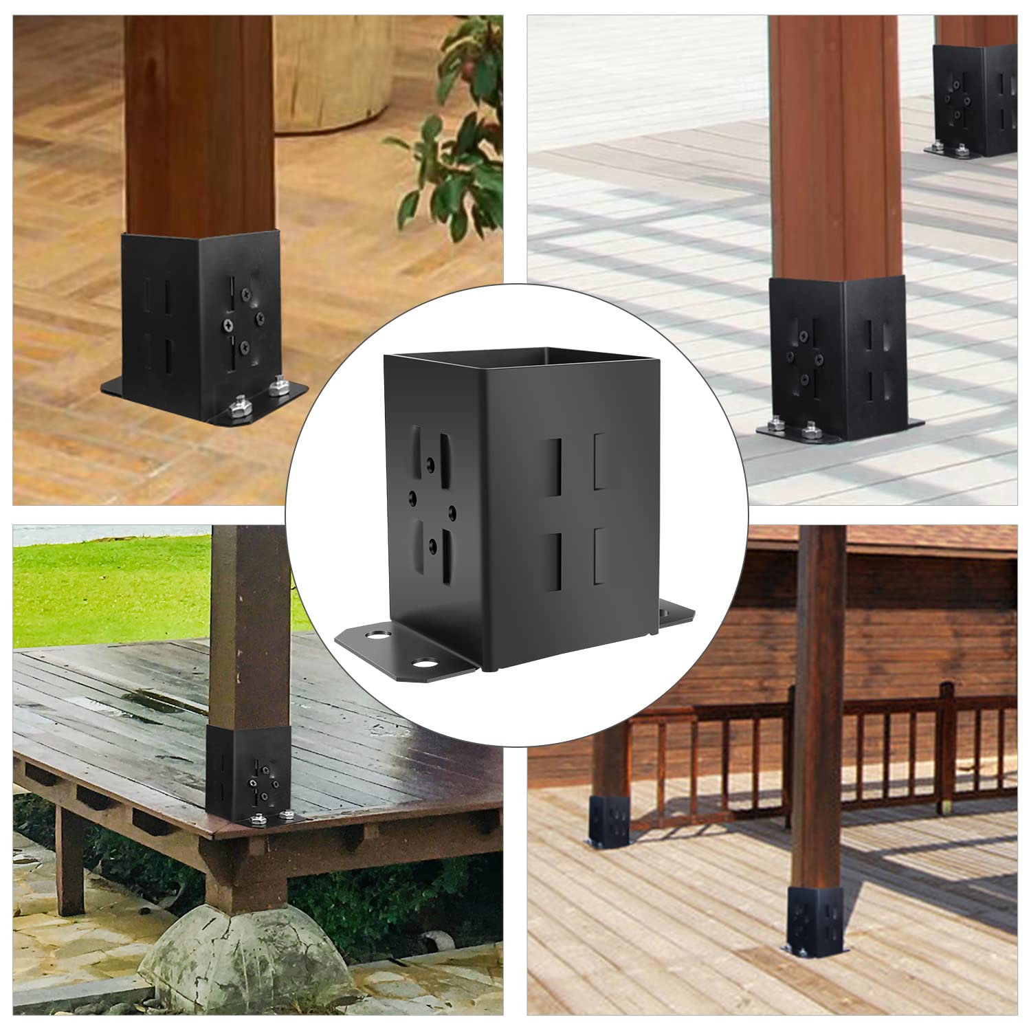 Stable 1.4KG Steel Powder Coated Anchor Support for 4x4 Wood Fence Base Bracket 7inch