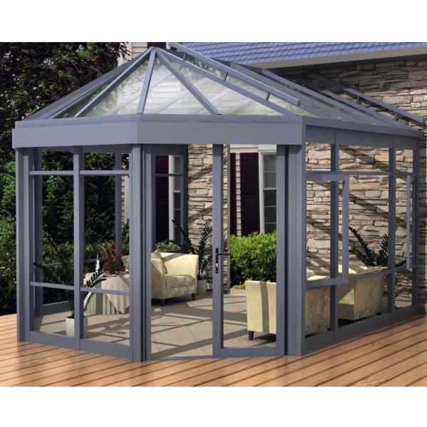 Outdoor Glass Sunroom Laminated Tempered Glass Curved Roof Sunroom Aluminum