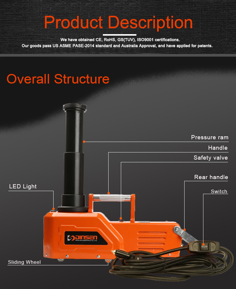 rear Handle Mechanical Jack 15 Ton , Professional Hydraulic Jack