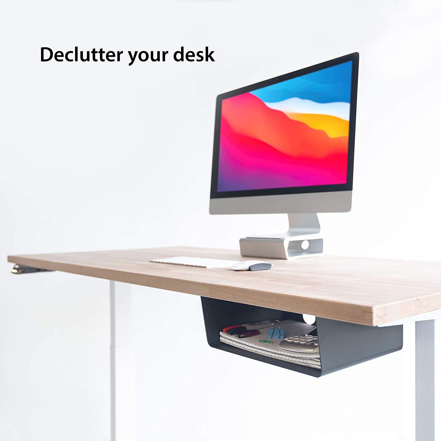 Carbon Steel Under Desk Storage Shelf Good Organizer for Adjustable Stand Up Desk