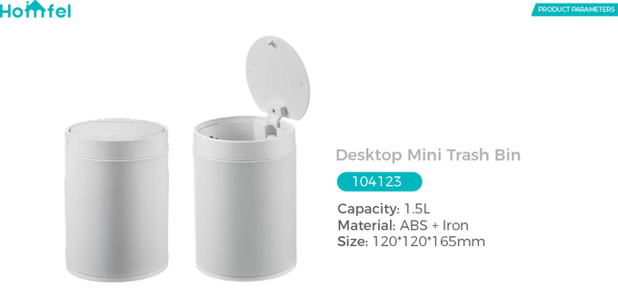 Press Open 1.5L Stainless Steel Desktop Mini Trash Bin for Office and Home Waste Disposal