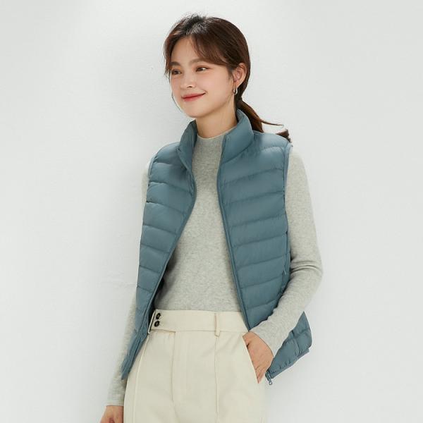 Wholesale Zipper Up Stand Collar Plus Size Premium 90% White Duck Down Vest