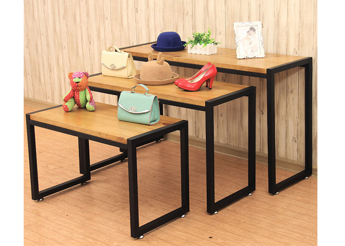 Fashion Style Merchandise Display Tables , Lightweight 3 Tier Retail Display Table