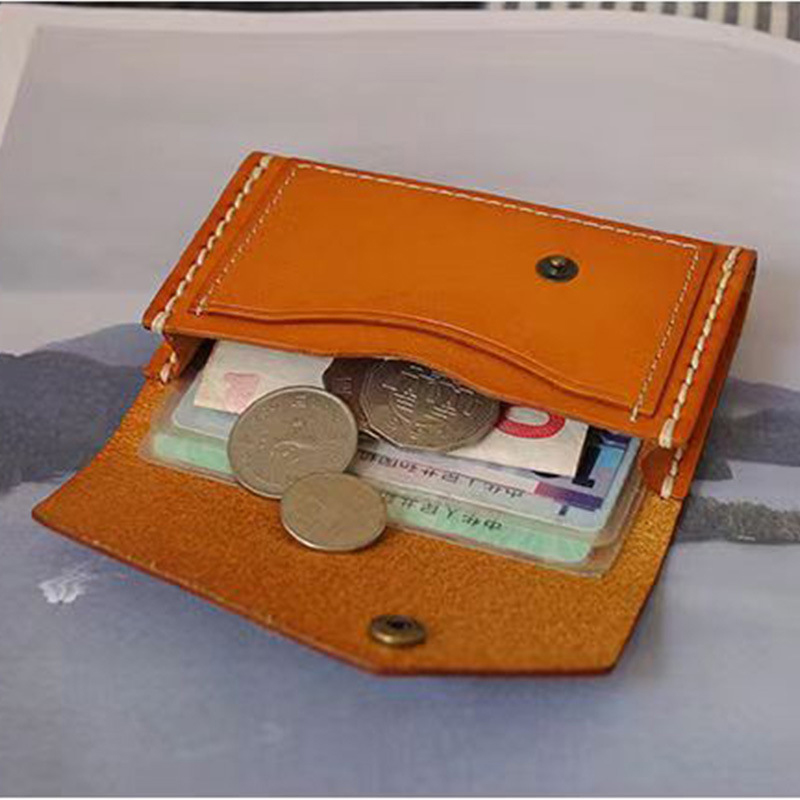11.2cm*7.5cm*1.2cm Package Size Mens Wallet with Coin Pocket Handmade Genuine Leather