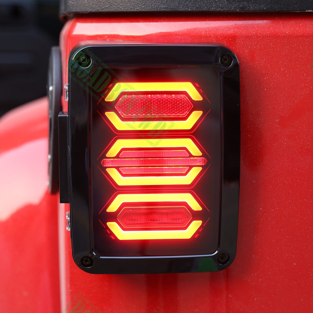 Jeep Wrangler JK 07+ LED Tail Lights Rear Brake Reverse Turn Signal Tail Lamps Clear Lens Fits for Jeep JK