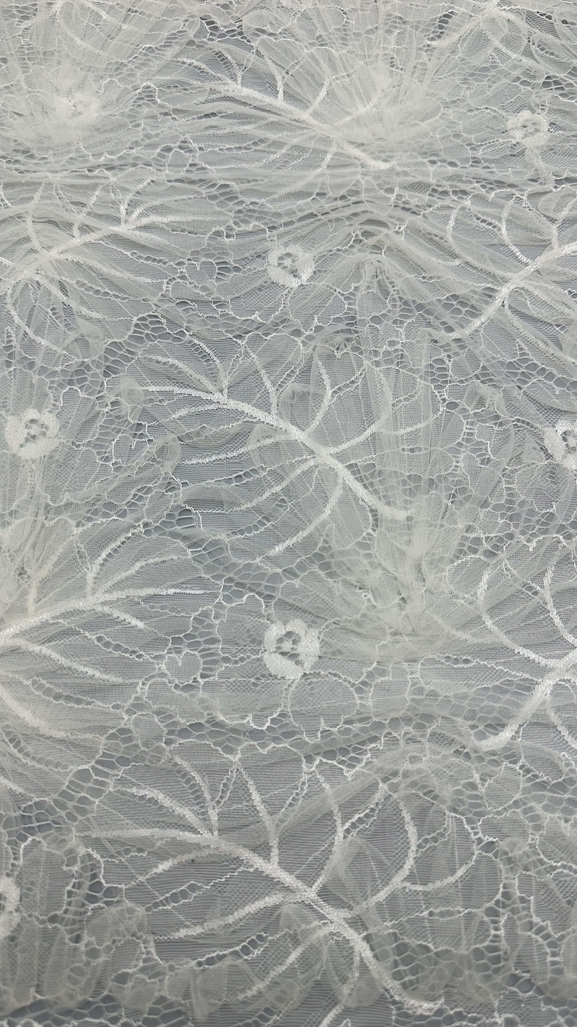 Embroiedered Lace Fabric White Breathe and Elegant Embroidered Mesh Leafy Occasion Wedding Fabric