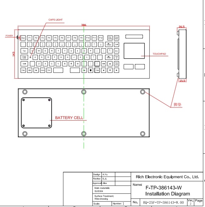IP67 Desktop Stainless Steel Keyboard Waterproof Industrial Wireless Keyboard 2.4G desktop design