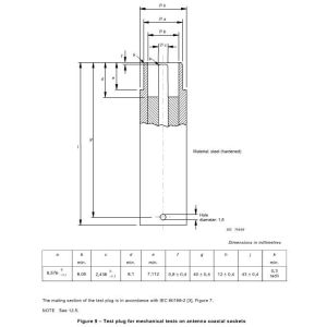 Test Plug For Mechanical Tests On Antenna Coaxial Sockets