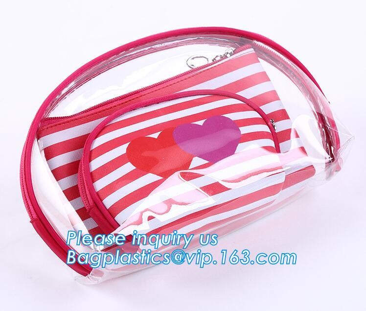 Girl Glitter PVC Fashion Cosmetic Bag, portable travel makeup bag cases bulk women handbag custom transparent clear pvc