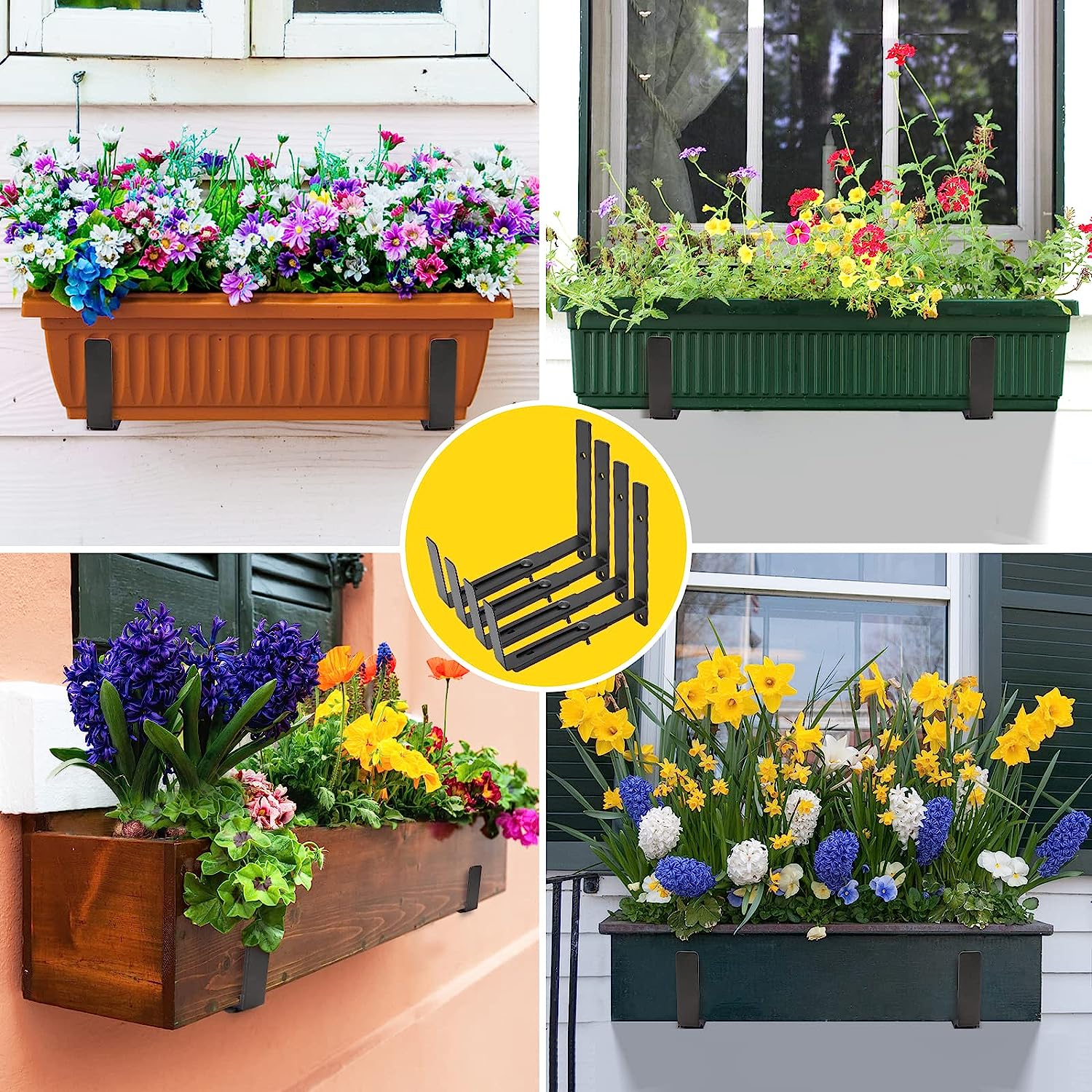 Versatile Wall Mounted Planter Box Bracket for Patio Rail Planters and Bird Feeders