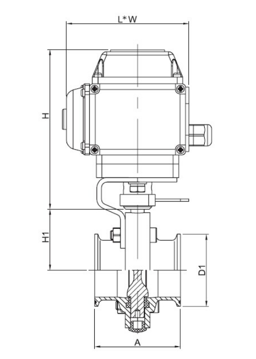 DIN 3A SMS TP304 Stainless Steel Sanitary Valves - Electric Actuated Tri-Clamp Butterfly Valve