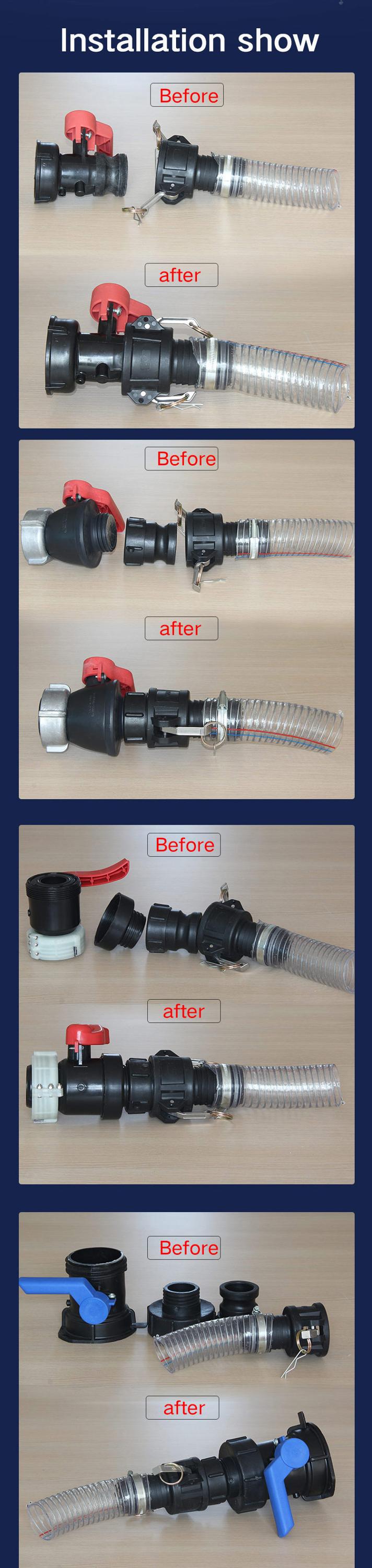 1Inch 1.5 2 Inch Plastic Hose Coupling Custom 1000L IBC Tank Valve Adapter for Garden Hose