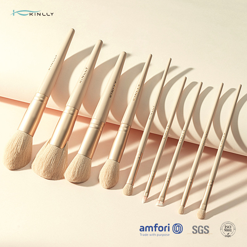 Pink Aluminum Ferrule Makeup Brush Wooden Handle Cosmetic Brush Set