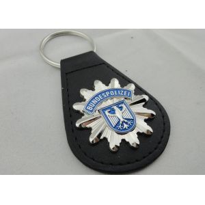 3D BUNDESPOLIZEI Leather Keychain, Customized Keychains with Zinc Alloy Enamel