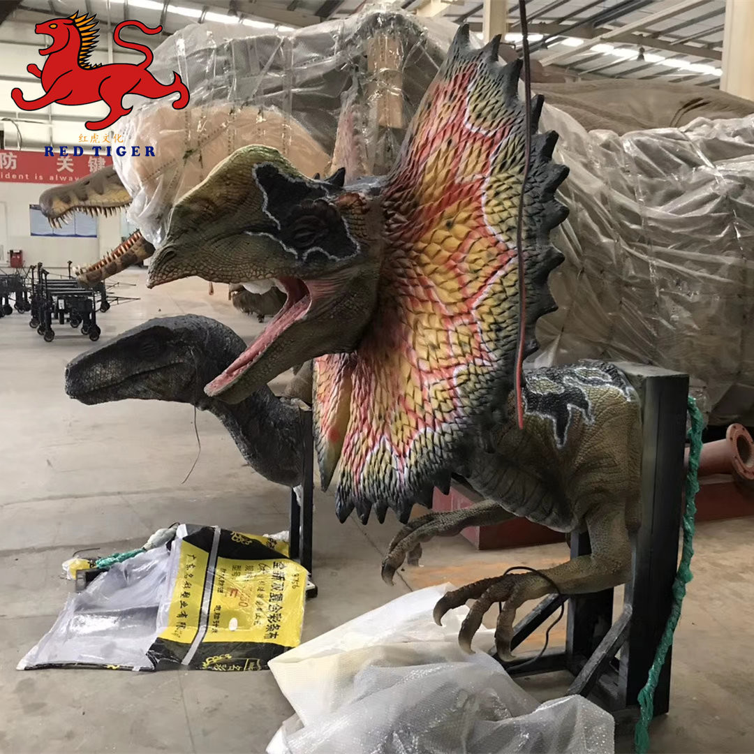 High Quality Realistic Animatronic Dinosaur Escape Room Wall-Mounted Decorative Raptor Dinosaur Head