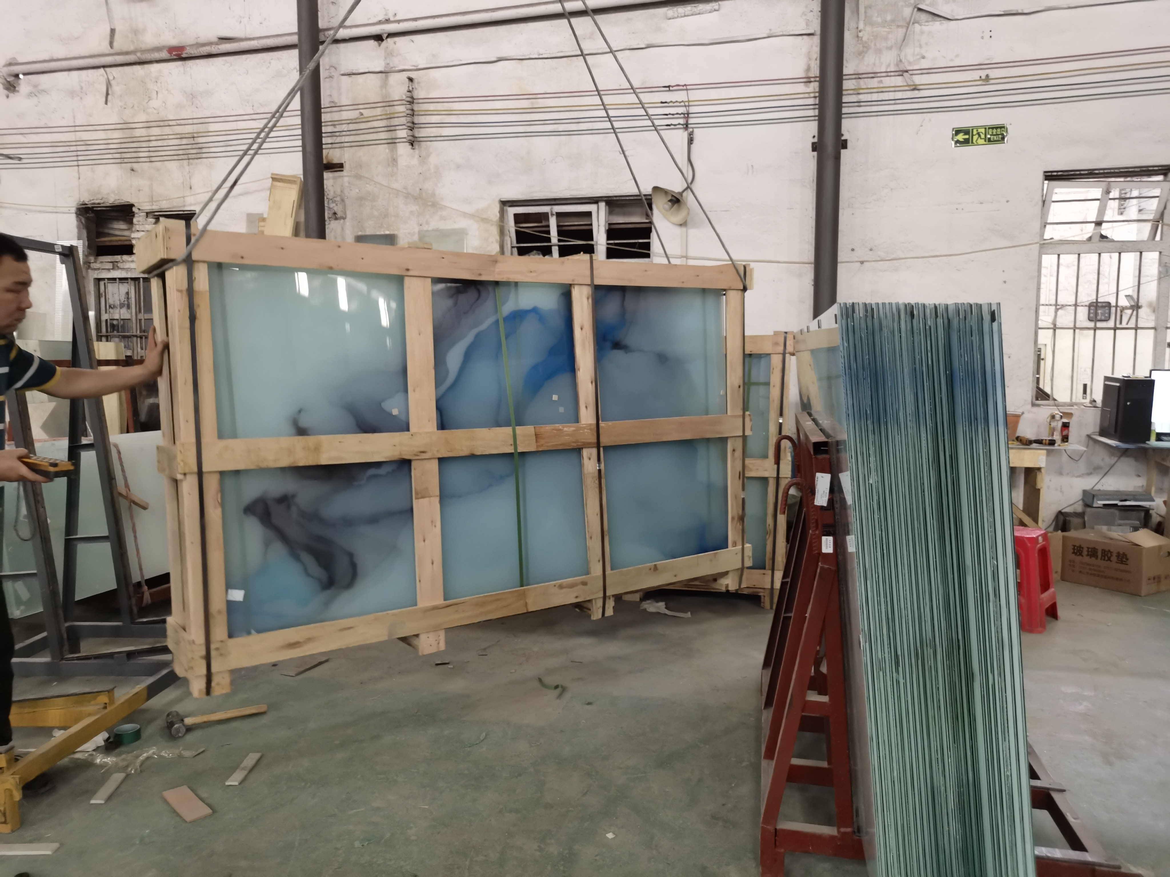 Screen Partition Tempered Art Glass Carving Laminated Wire Glass