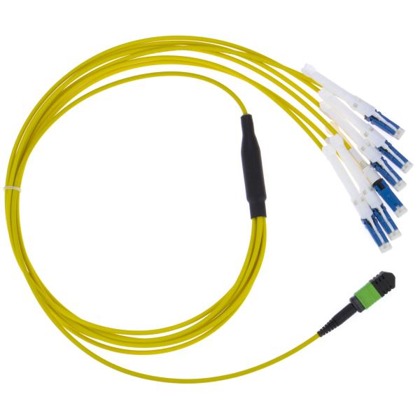 MPO CS Fiber Optic Patch Cord 12 Core SM MM 3.0mm Yellow LSZH PVC Fiber Breakout