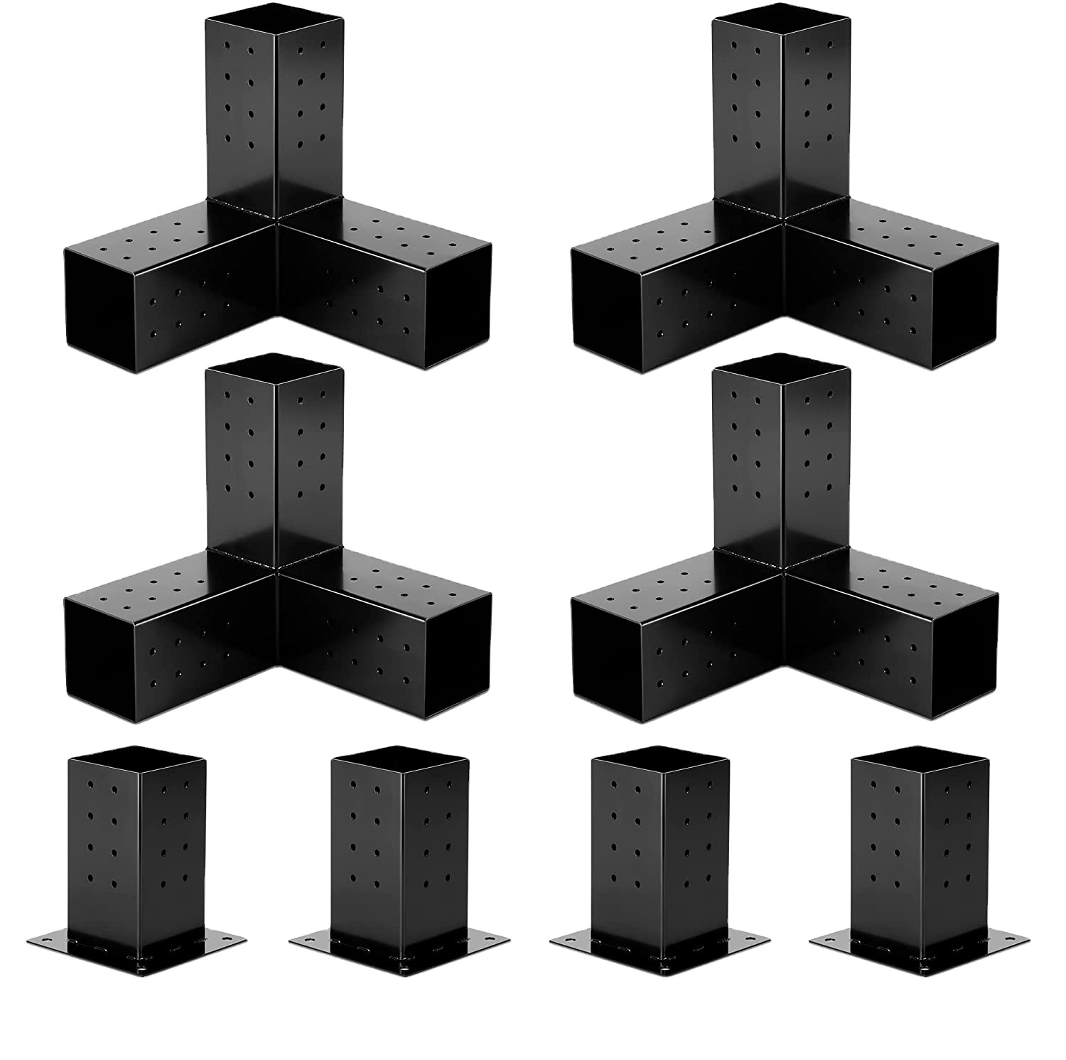 Standard Size 3 Arm Anchor and Wood Post Base Metal Pergola Brackets Kits for Outdoors