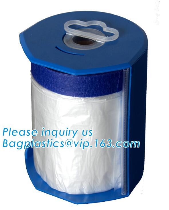 PAPER Car Painting Taped Plastic Drop Film, Auto Painting Pre-taped Masking Tape with Masking Foil, RICE PAPER, PLASTIC
