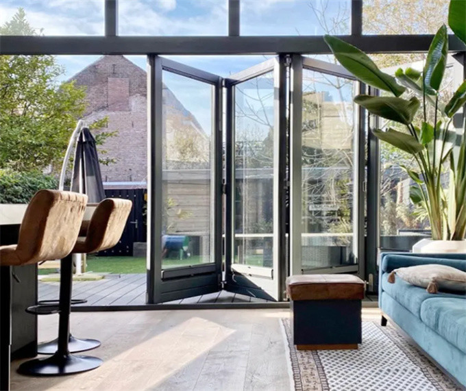 Residential Project Must-Have Aluminum Bi-Fold Doors With Triplex Glass Upgrade Option