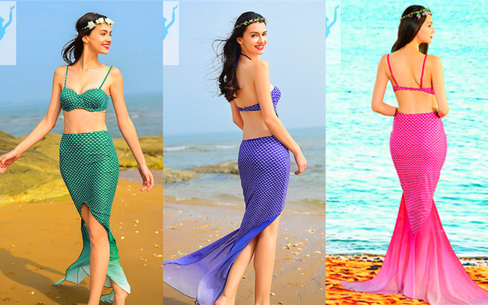 Professional Women Mermaid Tail Big Fluck Fantasy Mermaid Swimsuit For Performer