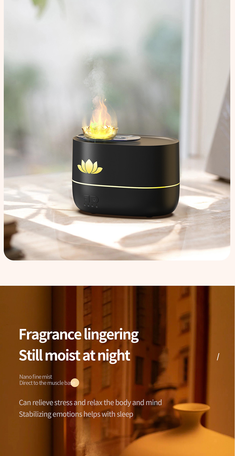 350ml Fire Diffuser Humidifier With Timing Automatic Outage Protection