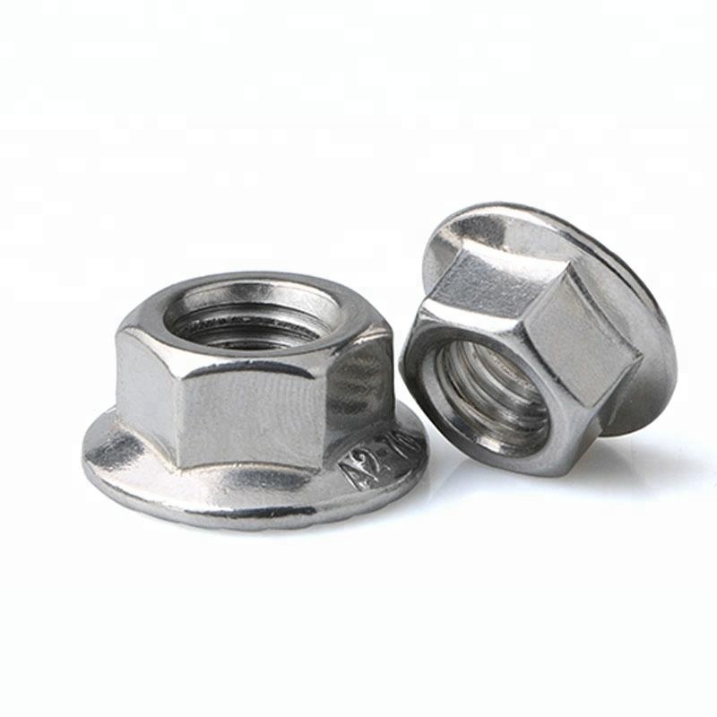 Polished Finish Flange Nut DIN6923 with Gasket Serrated Nut Anti Slip White Colored Zinc