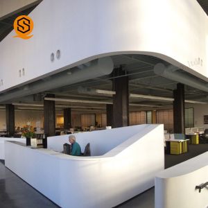 Seamless White Solid Surface Reception Desk Long Reception Counter