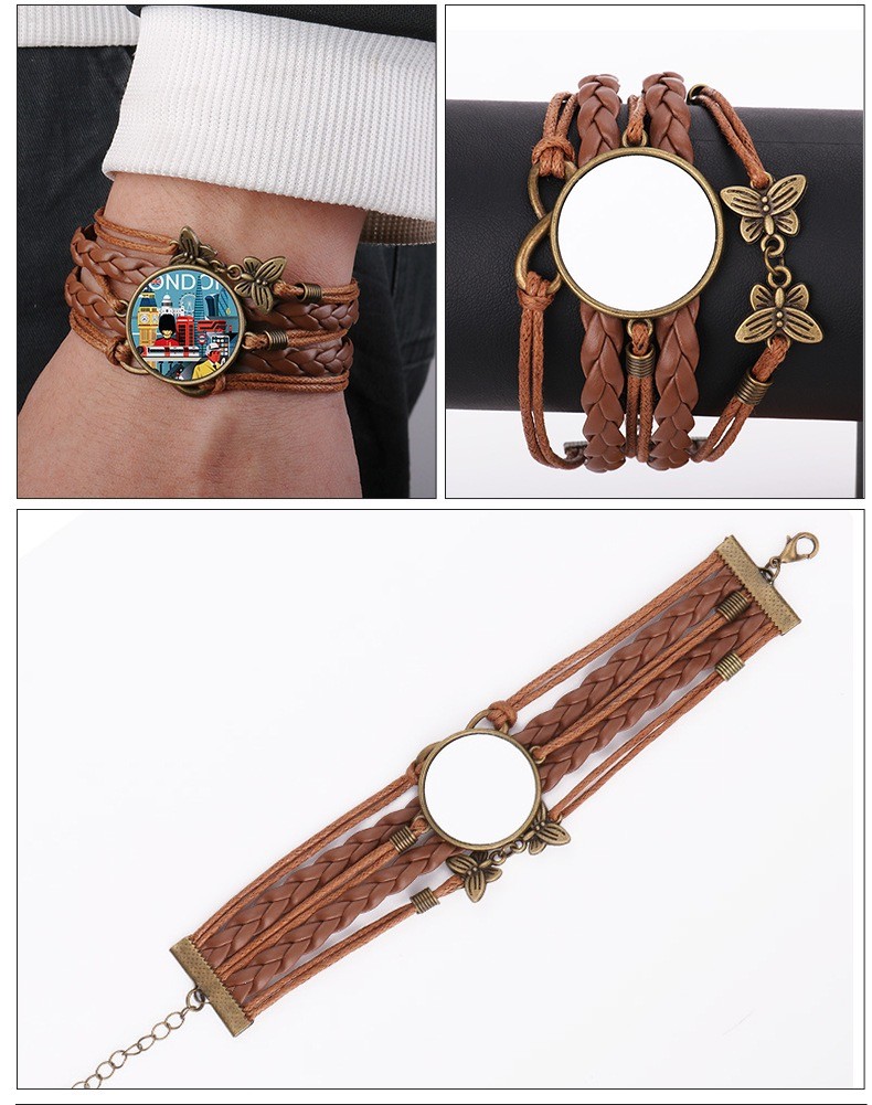 Unique Sublimation Blank Charm Braided Rope Bracelet Personalised Metal Sublimation Blanks