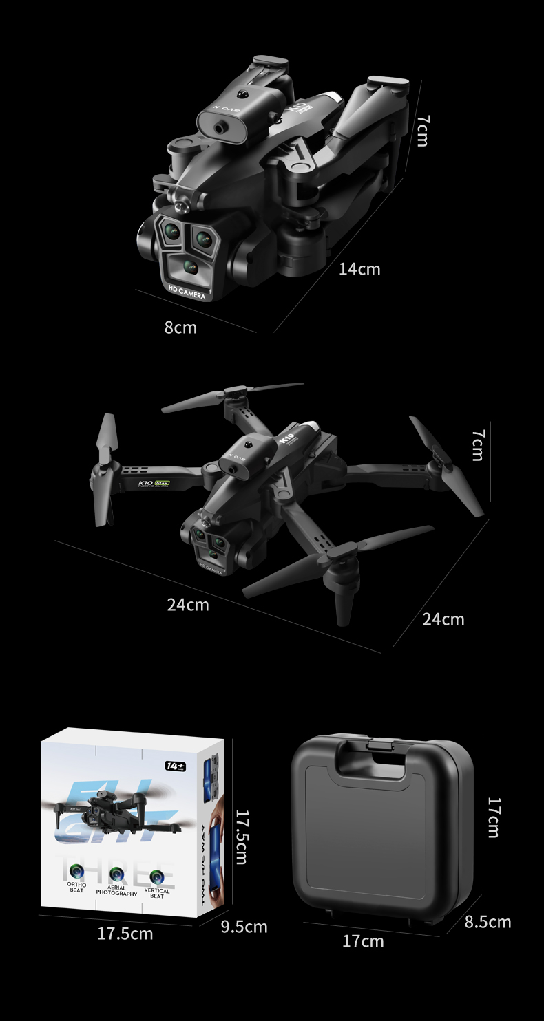 K10 Max Obstacle Avoidance Drone 4K Ultra HD Camera 2.4G RC Quadcopter Four-way Optical Flow Mini Foldable K10 Fpv Drones
