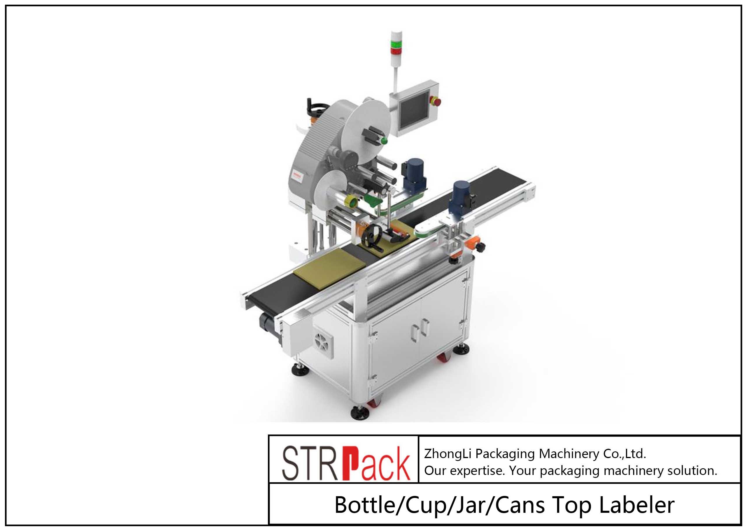 300pcs/min Bottle Labeling Machine Cup / Jar / Cans Top Labeler