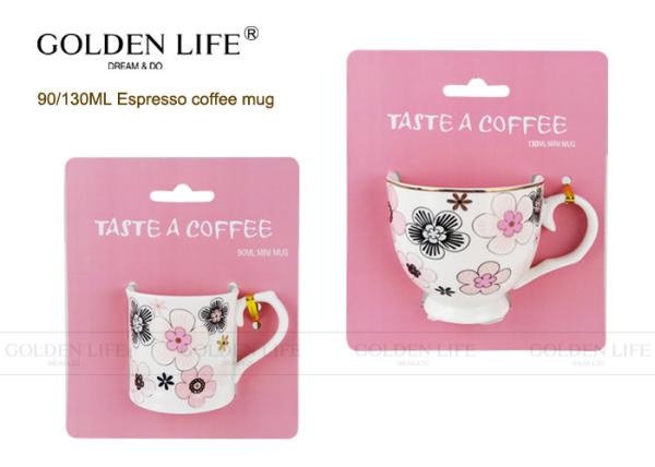 Solid Material Porcelain Cappuccino Espresso Cups AB Grade With Pink Flowers