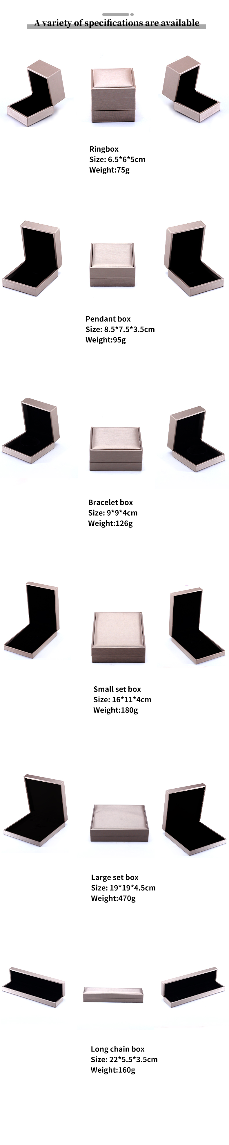 Thick Sponge Rectangle Style Luxury Packaging Velvet Jewelry Box for Necklace and Ring