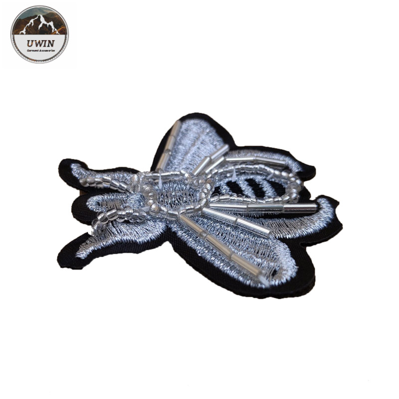 Iron On Backing Beaded Applique Patches With Bee / Heart Lollipop Shape