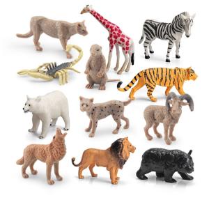  Wildlife Animal Model Toys 12 PCS Mini Lion Wolf Polar Bear Tiger Scorpion Figurine Family Party Favors Manufactures