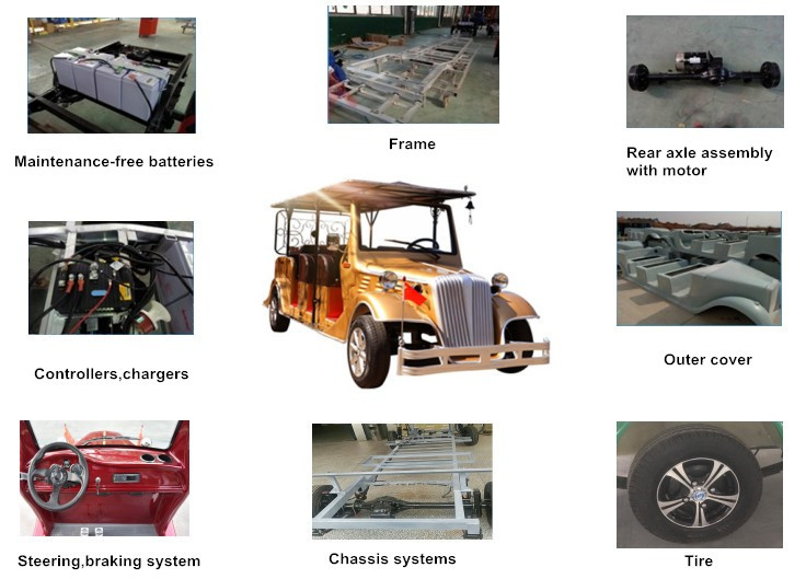 Bienvenue Style 8 Seats Electric Vintage Cars With CE Certificate For Hotel Using