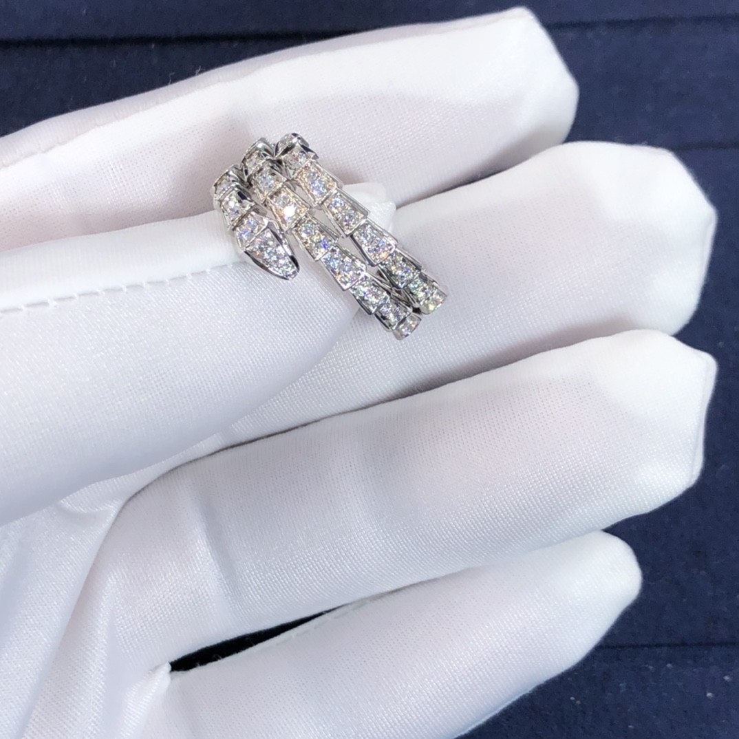 Elegant 18K Gold 2 Row Diamonds Serpenti Viper Ring Diamond Ring Yellow Gold White Gold