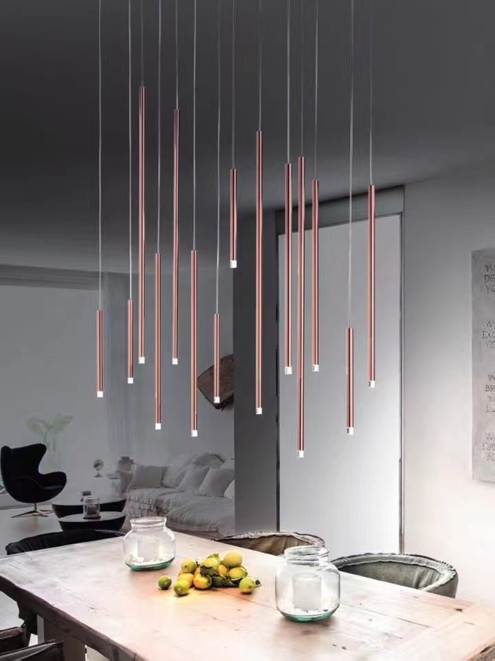 Black Tube Led Pendant Lamp For Living Room Contemporary Led Pendant Lights