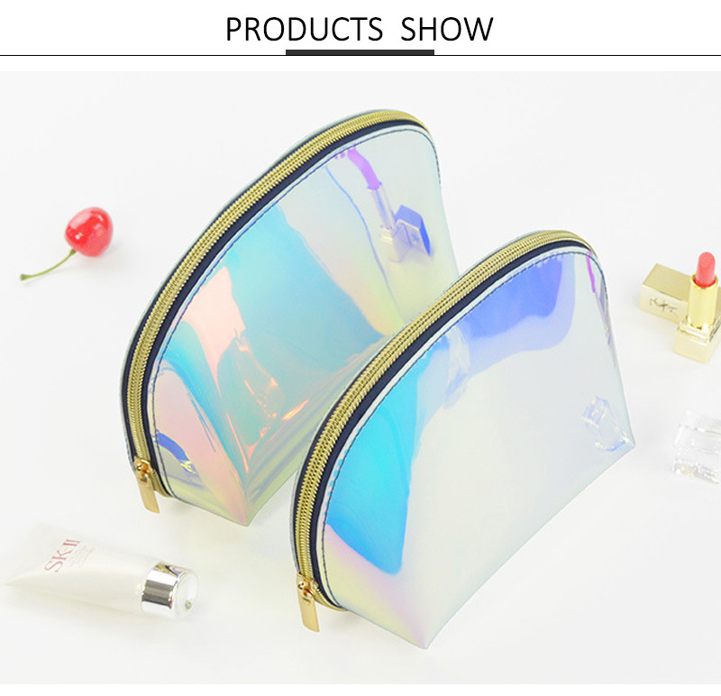 Transparent TPU Toiletry Washable Iridescent Holographic Bag