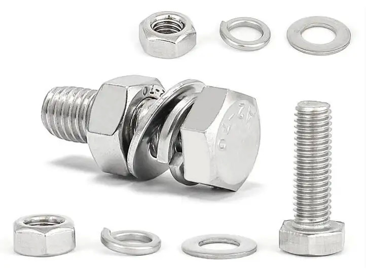 A2-70 Grade Polished Hex Head Bolts 100Pcs M6-M24