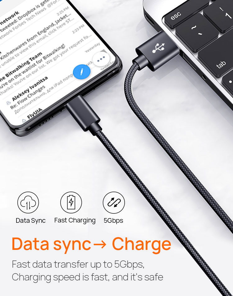OEM 2M USB Type C Data Transfer Cable Fast Charging