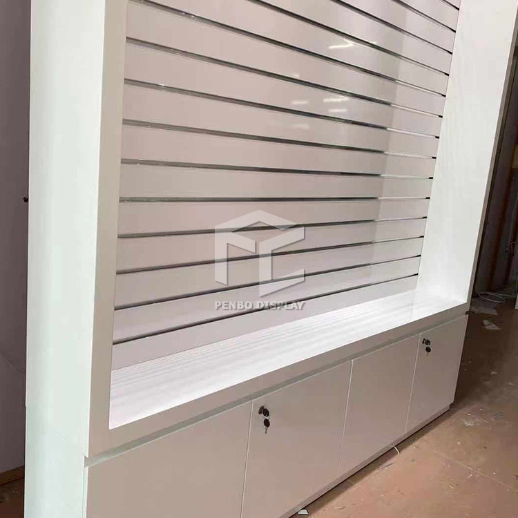 12mm Thick MDF Smoke Shop Furniture Slat Wall Display ODM