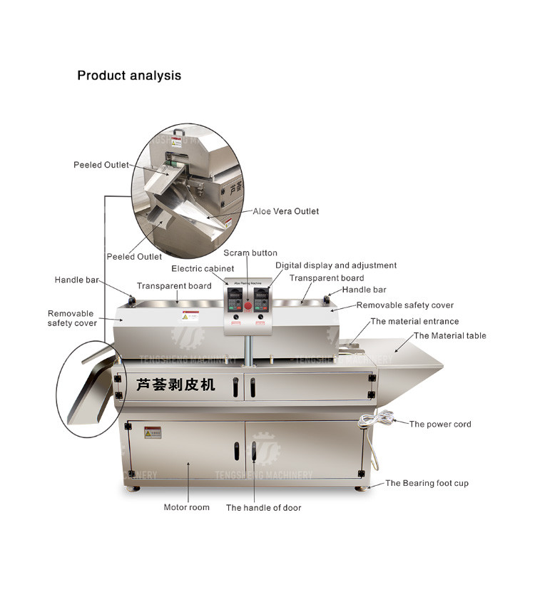 0.75KW Fruit And Vegetable Peeler Machine Aloe Food Processor