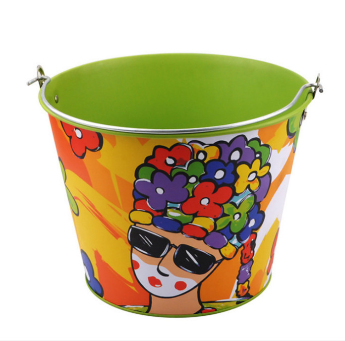 12L Metal Wine Bucket 4 Color Galvanized Ice Bucket With Handle