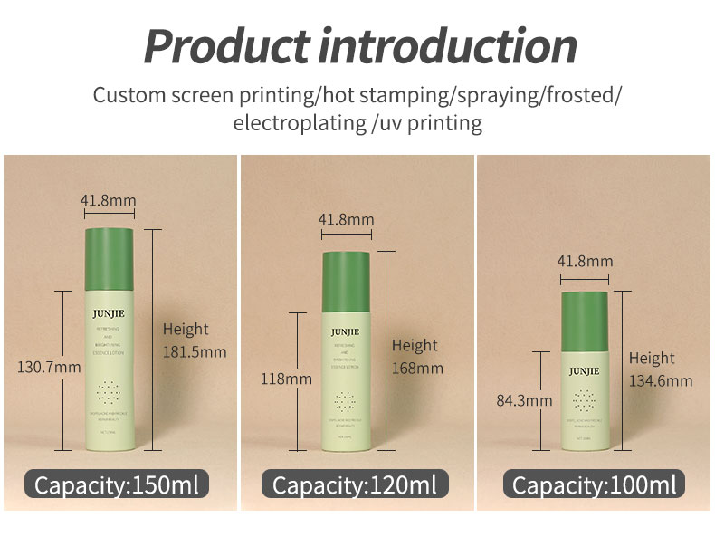 Green Plastic Pump Bottles Frosted Plastic Bottles Customized With Cylindrical Design