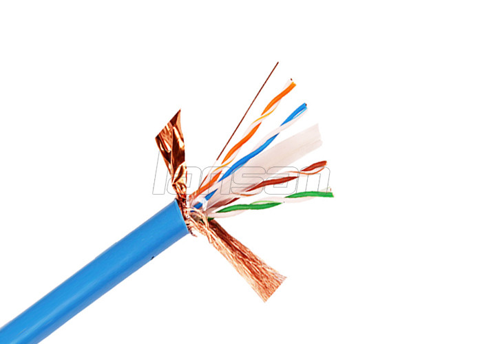 100% Copper Indoor / Outdoor Cat6 Lan Cable Blue Jacket 305m HDPE Insulation