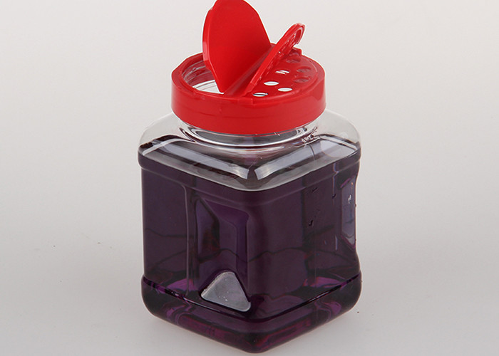 Flavoring Packaging Clear PET Jars With Hole In Cover International Standard