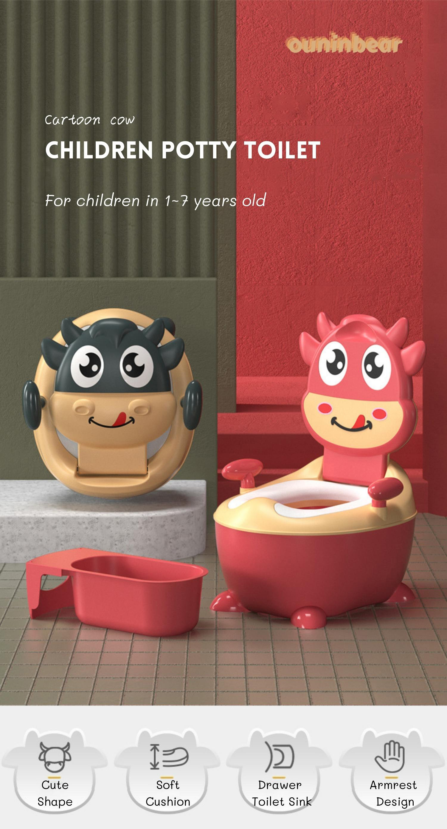 Cow Shape Customized Logo Dark Green Red Potty Training Toilet